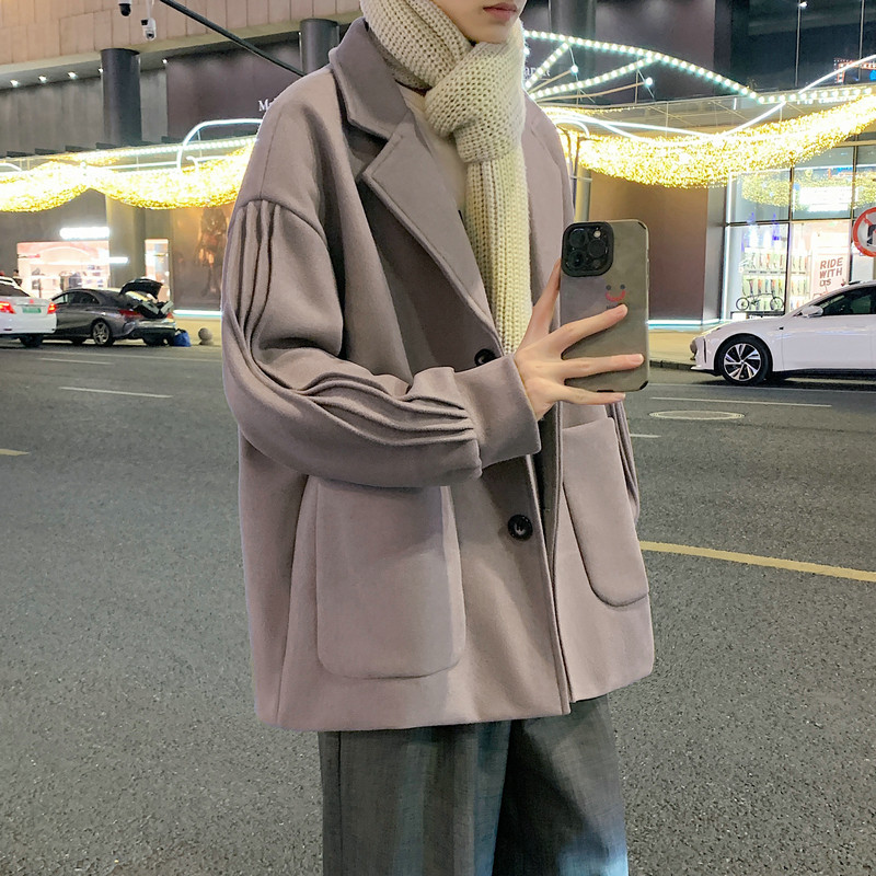 25新款男女情侣宽松短款毛呢大衣风衣上衣潮504-F17-P75控118,男装风衣,星座504