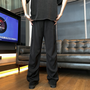 26新款褶皱垂感直筒小西裤休闲裤直播长裤潮504-K173-P55控78，男装西裤，星座504