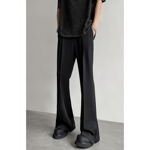 纯黑色裤子男加长高个子高个子微喇西裤垂感高级感修身直筒西装裤,男装西裤,星座504