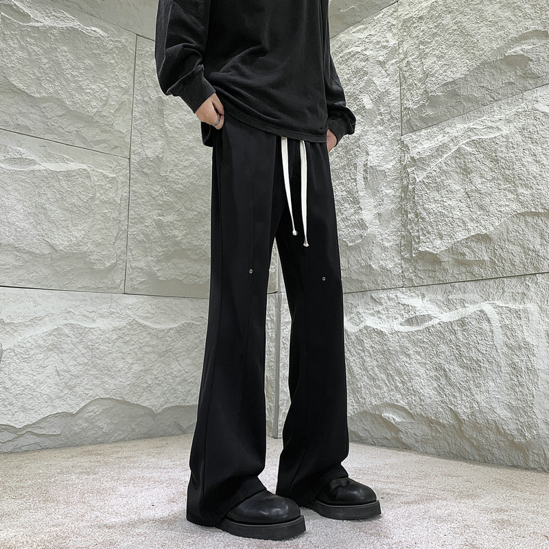 26港风铆钉垂感冰丝喇叭西裤加长休闲裤直播品控504-K812-P55控79，男装西裤，星座504