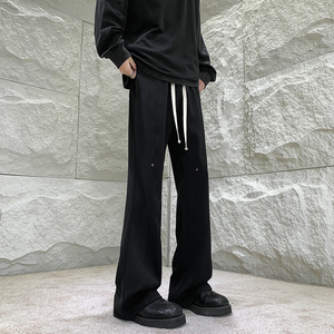 26港风铆钉垂感冰丝喇叭西裤加长休闲裤直播品控504-K812-P55控79，男装西裤，星座504