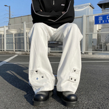 2026新款美式高街拼接牛仔裤潮流微喇叭裤长裤504-K185-P55控78，男装牛仔裤，星座504