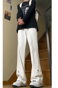 2026新款美式高街拼接牛仔裤潮流微喇叭裤长裤504-K185-P55控78图片