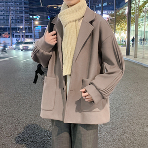 25新款男女情侣宽松短款毛呢大衣风衣上衣潮504-F17-P75控118图片