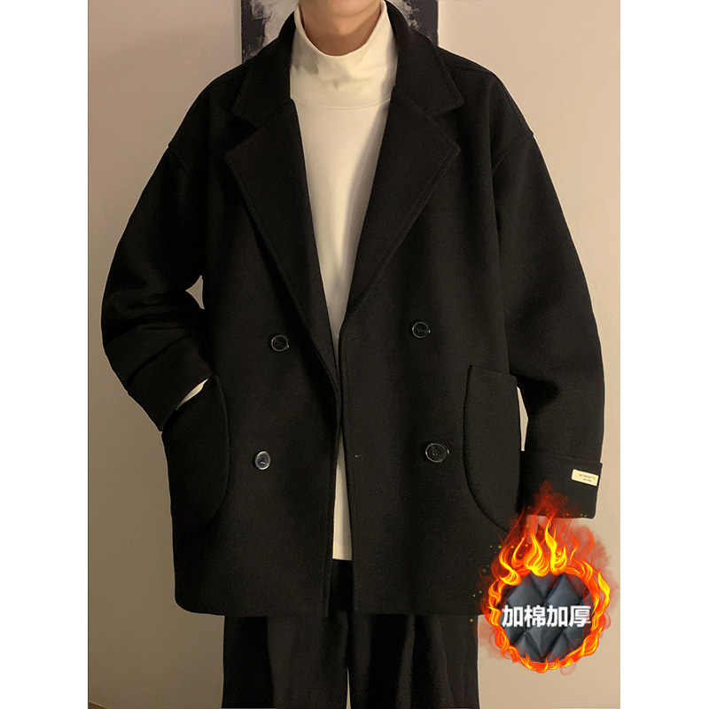 加棉加厚学生口袋短款毛呢大衣504-F51-P75控118（加棉P90控128），男装毛呢大衣，星座504