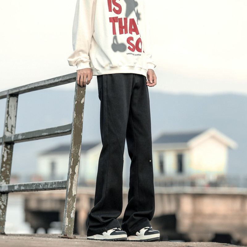 26新款美式高街复古柳钉显瘦潮牌微喇叭牛仔裤504-K823-P35,男装牛仔裤,星座504