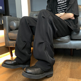 26新款褶皱垂感直筒小西裤休闲裤直播长裤潮504-K173-P55控78，男装西裤，星座504