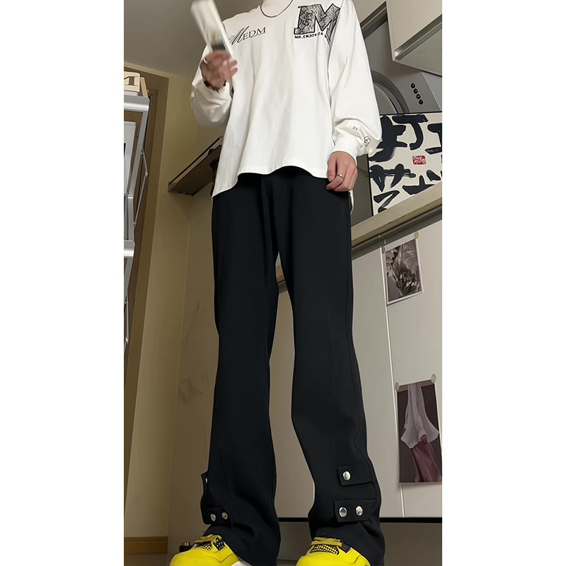 2026新款美式高街拼接牛仔裤潮流微喇叭裤长裤504-K185-P55控78,男装牛仔裤,星座504