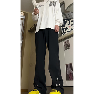 2026新款美式高街拼接牛仔裤潮流微喇叭裤长裤504-K185-P55控78图片