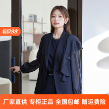 SOMSOM/索玛西装马甲设计感黑色百搭垫肩时尚外套无袖通勤上衣女