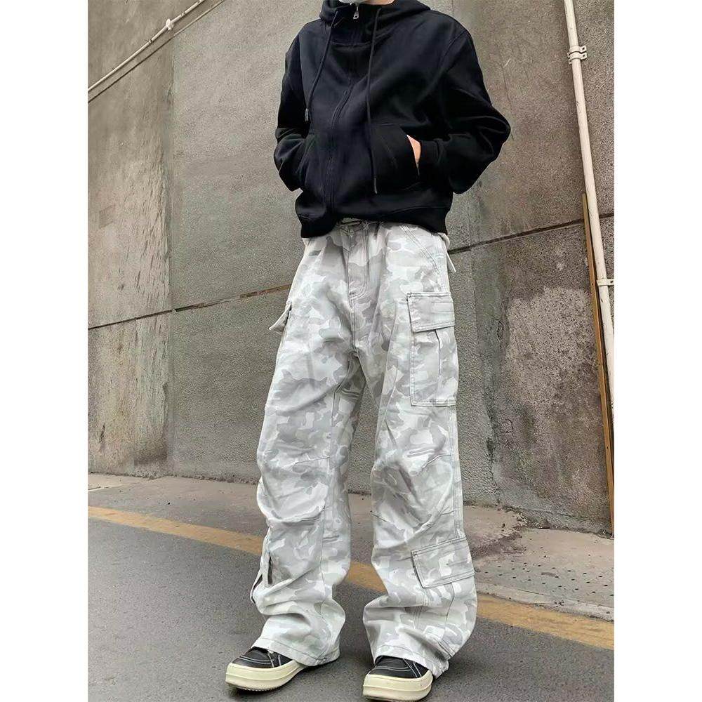解构迷彩多口袋工装阔腿裤
