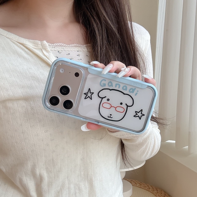 网红翻盖支架可爱Ganadi狗手机壳