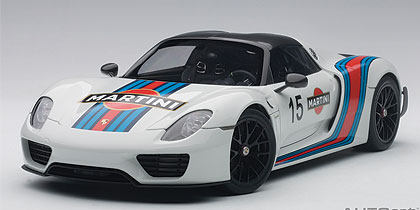 保时捷 918 SPYDER WEISSACH PACKAGE((白色/马蒂尼涂装) 新货品		
模型编号	:	77927
类别	:	塑脂合金模型
比例	:	1:18
名称	:	Porsche 保时捷