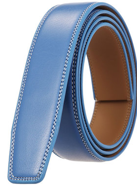蓝色无头自动扣皮带男真皮 不带头牛皮裤腰带韩版青年中年带身3.5