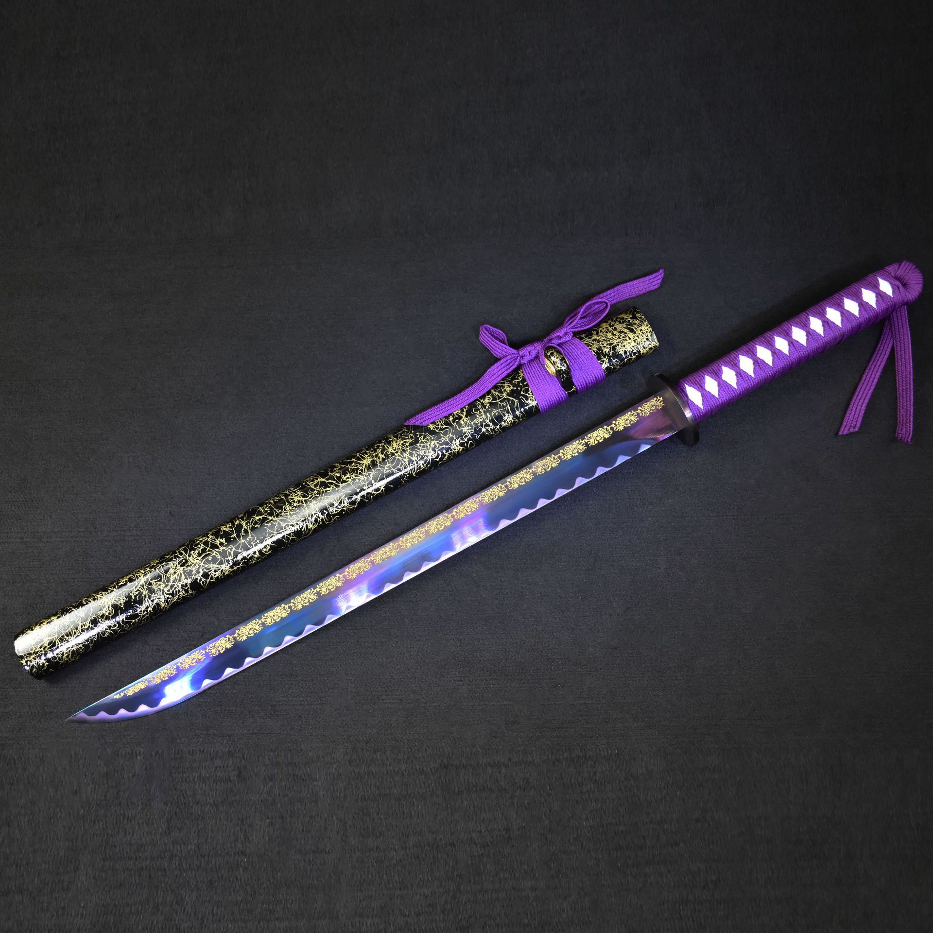 龙泉市刀剑高锰钢烤紫唐横刀防身直刀手工锻打硬宝剑冷兵器未开刃