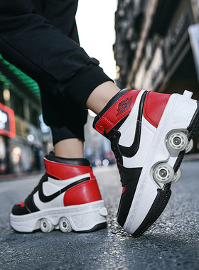 暴走鞋四轮成人变形鞋轮滑鞋代步溜冰网红男女儿童运动鞋轱辘鞋