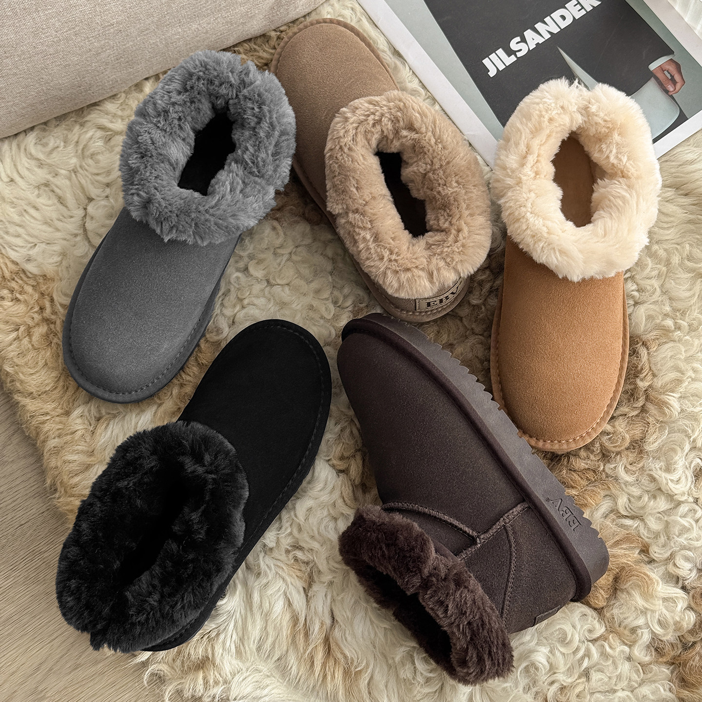 2025新款冬季保暖雪地靴男皮毛一体短筒短靴防滑东北加厚加绒棉鞋,流行男鞋,时尚雪地靴,淘宝优惠券,粉丝福利购,淘宝优惠卷