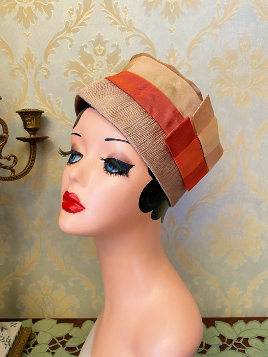 胡桃夹子vintage西洋古董帽子拼色可爱复古女帽饰 现货