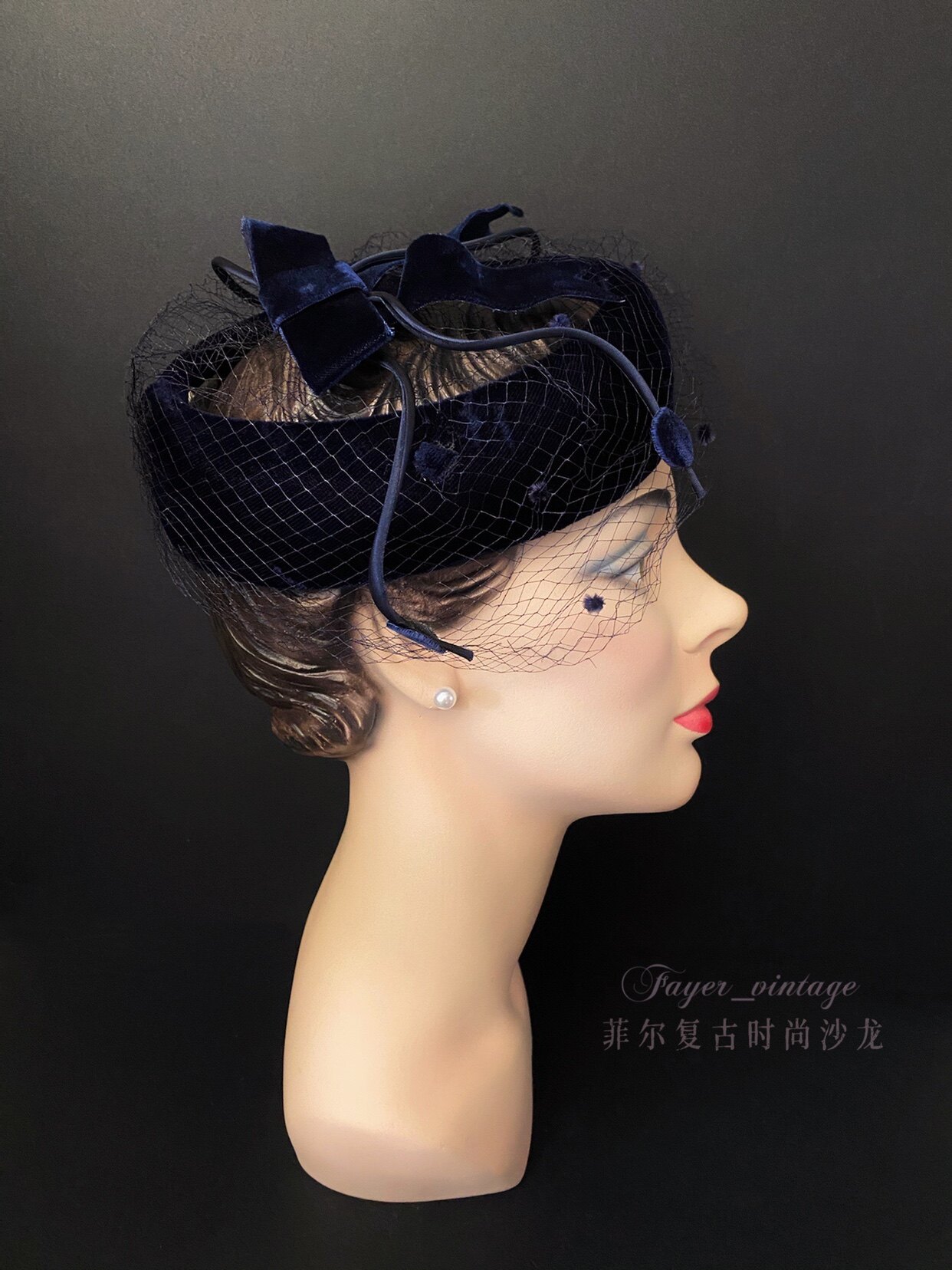 售罄 梦巴黎vintage西洋古董帽子面纱女帽复古着帽饰