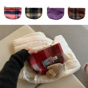 羊毛格纹系列 中号收纳包 265 14色｜横版 Maybekuii