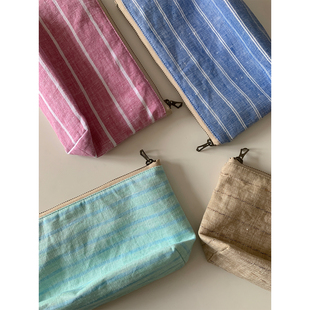 Maybekuii | 16色｜横版宽条纹系列，亚麻收纳内胆包 #233