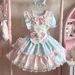 甜茶少女lolita甜茶喵可爱小猫洛丽塔op连衣裙长袖女甜美清新日常