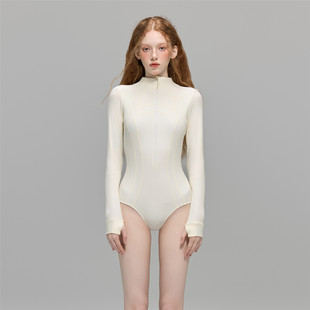 苏拉娜公主连体泳衣女2025新款 运动冲浪服潜水温泉游泳衣 三角长袖