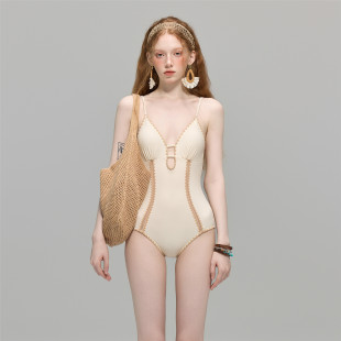 苏拉娜公主连体泳衣女性感欧美范三角小胸度假沙滩显瘦温泉游泳衣