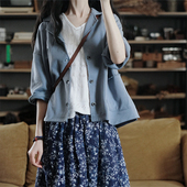 2025春秋新款 领撕边圈圈棉宽松休闲系扣纯棉卫衣外套女百搭 西装