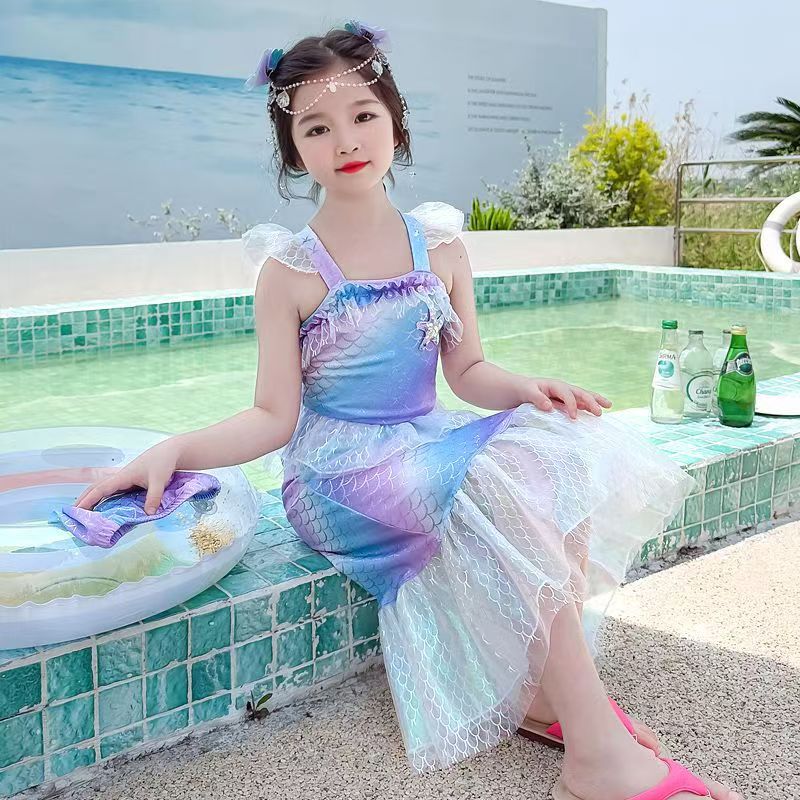 跨境女童小美人鱼儿公主裙cosplay服装儿童美人鱼裙儿童派对表演