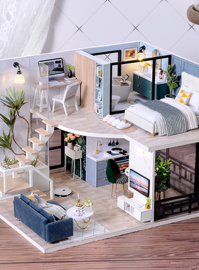 3d立体拼图木质diy手工房子制作模型别墅益智8一12岁儿童玩具女孩