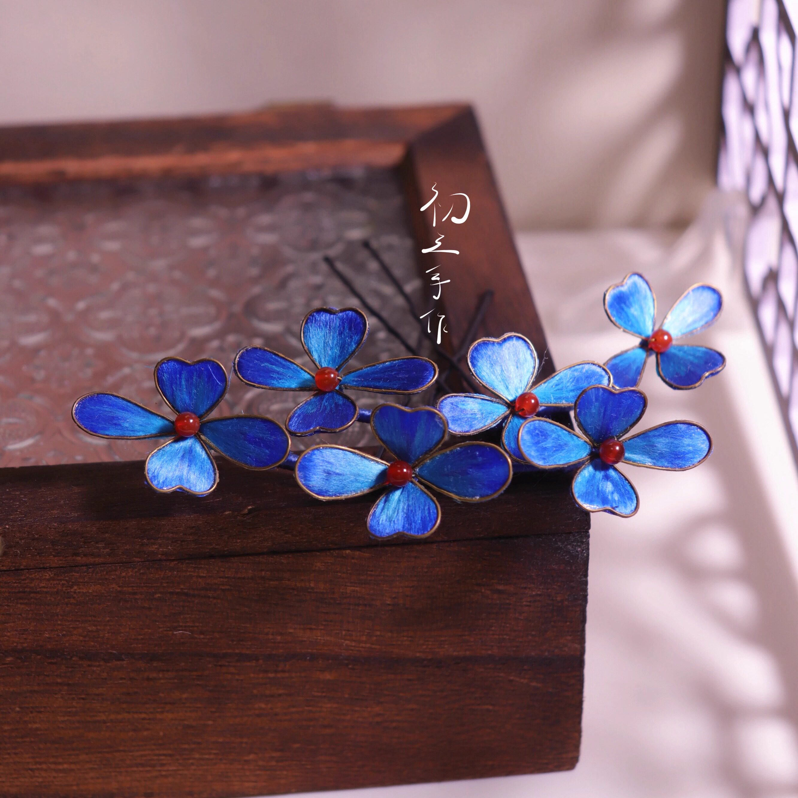 非遗绒花发簪仿点翠色汉服发钗