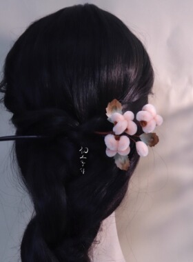 原创非遗绒花棉花发簪汉服配饰配件日常挽发簪国风发饰胸针