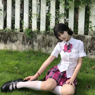 小玫格裙jk制服收腰衬衫 上衣夏季 学院风原创显瘦辣妹衬衣JK套装