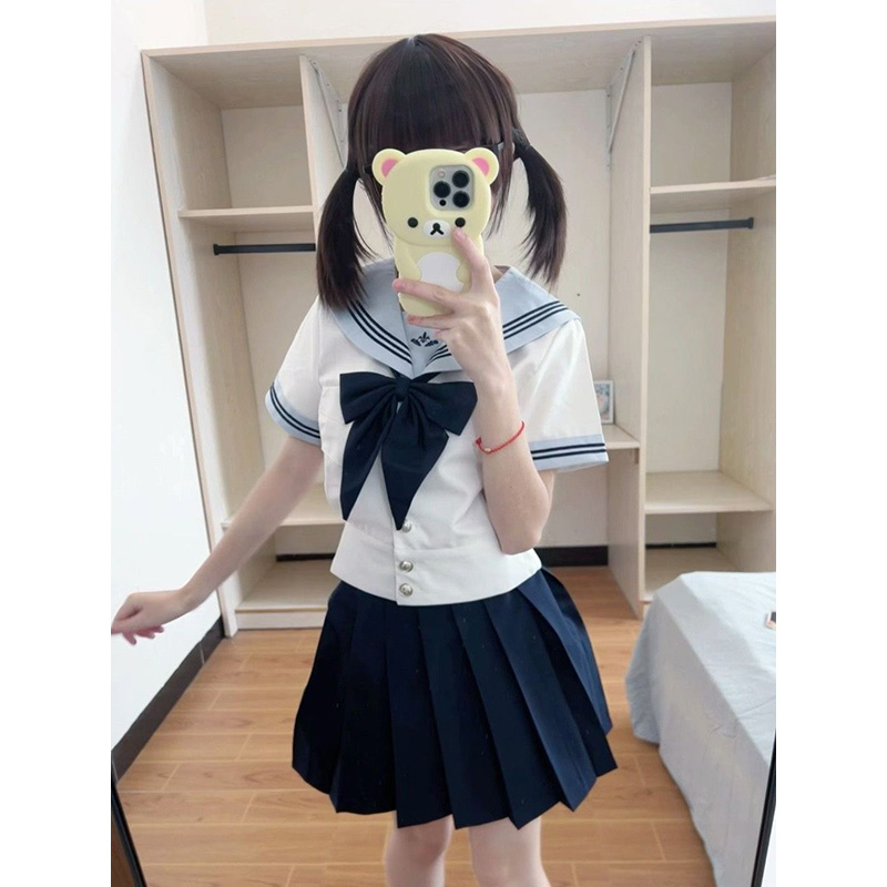 原创新款白月光水手服设计短袖夏季jk制服日系校供感套装甜美制服