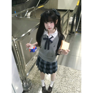 JK制服针织毛衣马甲上衣女款春秋学院风学生背心叠穿内搭衬衫套装