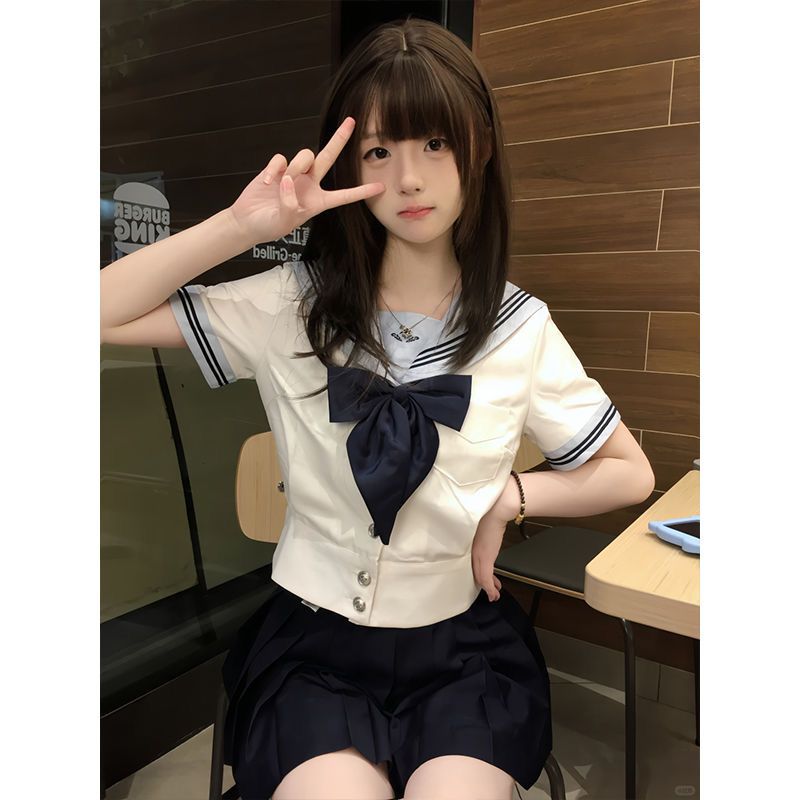 兰亭女子 学院风jk水手服原创制服短袖夏季日系校供感套装两件套