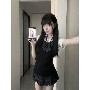 衬衫 纯色背心马甲夏季 女上衣百褶裙叠穿学院风 2026新款 jk制服套装