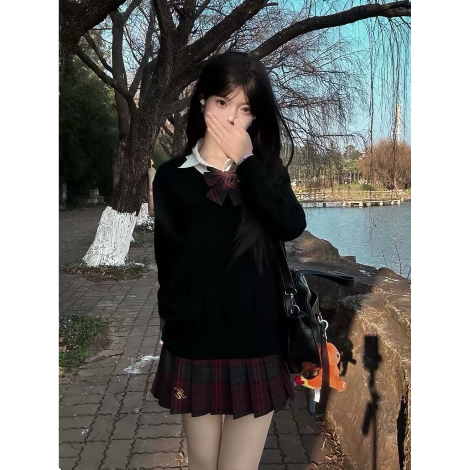 秋冬针织衫外套学院风长袖叠穿女