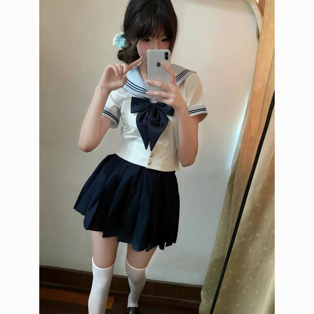 学院风JK兰亭女子原创短袖jk制服水手服夏季日系校供感套装两件套