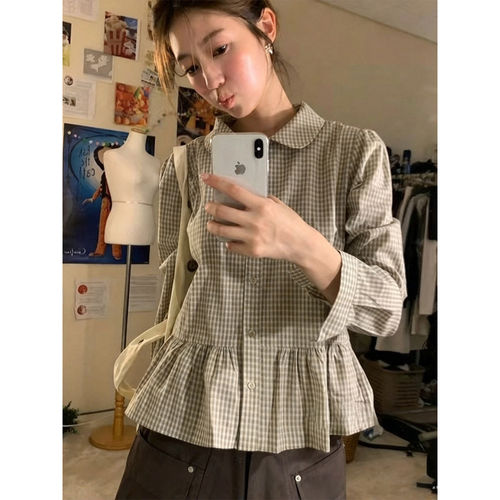 韩系秋季新款设计感甜美娃娃领减