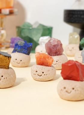 天然水晶原石小豆丁摆件DIY水晶裸石矿物晶体可爱小搭子