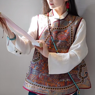 『前程似锦』蜀锦斜开马甲新中式国风秋冬穿搭SR438