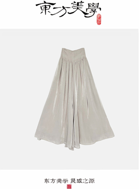 『青丝』2026春夏新款气质宽松银色休闲裤SR506