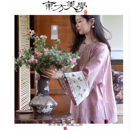 小小东方美学『怀柔』新中式国风桑蚕丝手工高定斜襟上衣SR599