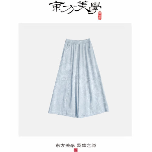 『夏夏裤』凉感醋酸提花松紧腰新中式国风穿搭休闲裤九分裤SR584