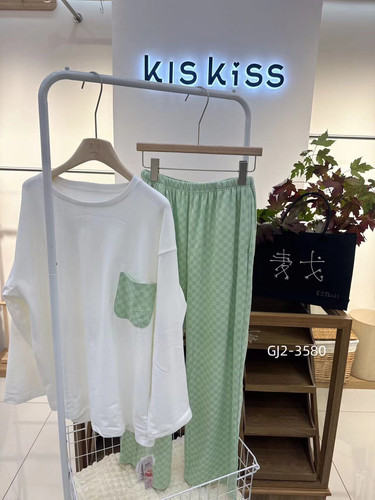 2024秋冬新款MEGG麦戈青少年男女款棋盘格家居服套装170-185