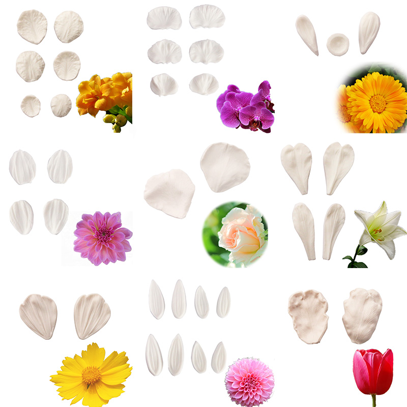 翻糖玫瑰菊花花卉纹理硅胶模具