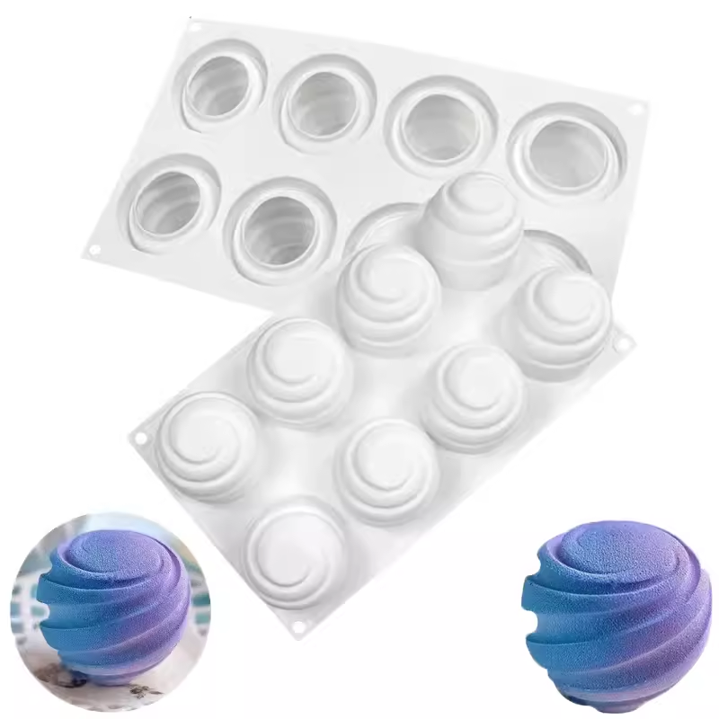 8连旋转星球慕斯蛋糕硅胶模具 漩涡法式西点果冻布丁烘焙模具