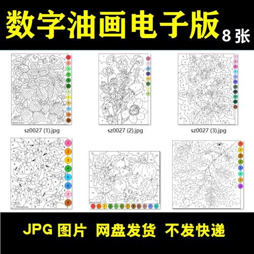花卉数字油画电子版 ipad高清填色画素材 procreate花鸟黑白线稿
